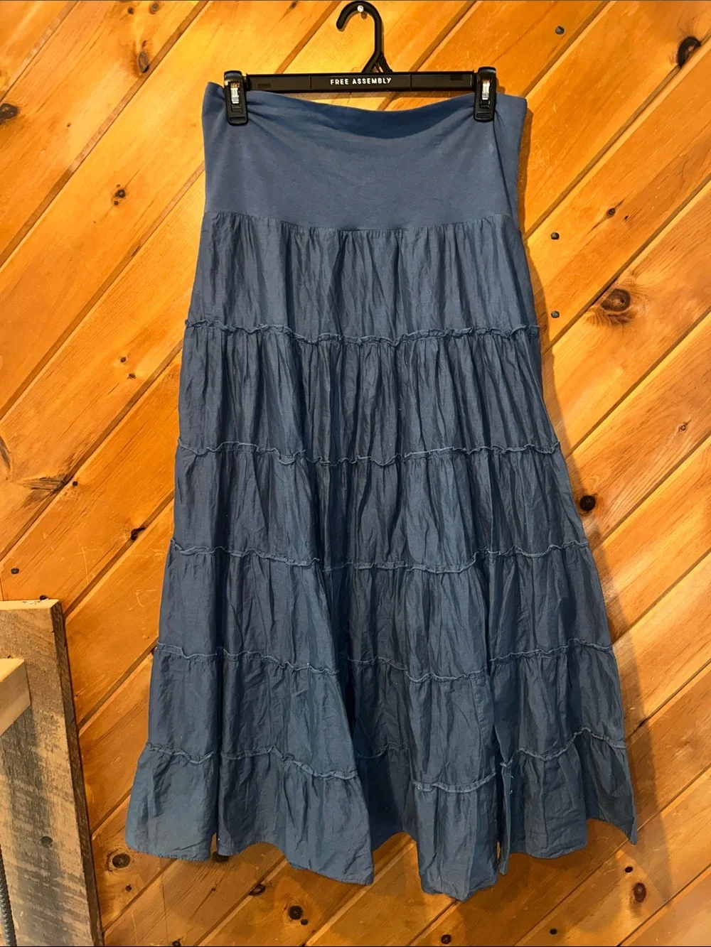 Style Co. navy blue 100% cotton tiered maxi skirt